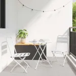 Scaun pliabil pentru grădină 2 pcs Alb 55 x 56.5 x 91cm Oțel GartenMobel Dekor