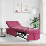 Canapea extensibilă bordo 67 x 194 x 38 cm Catifea GartenMobel Dekor