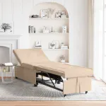 Pat canapea Crem 67 x 194 x 82 cm Material din microfibră GartenMobel Dekor