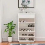 Pantofar, alb, 60x34x105 cm, lemn masiv de pin GartenMobel Dekor