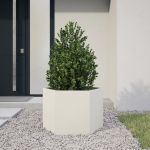 Jardinieră de grădină alb 69x60x45 cm oțel hexagonal GartenMobel Dekor