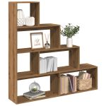 Bibliotecă/separator 4 niveluri, stejar 143,5x29x143,5 cm lemn GartenMobel Dekor