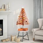 Brad de Crăciun decorativ, maro ceruit, 100 cm, lemn pin masiv GartenMobel Dekor