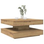 Măsuță cafea rotativă 360 grade, stejar artizanal 70x70x34,5 cm GartenMobel Dekor