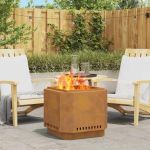 Cuptor de foc Maro 58 x 58 x 51 cm Oțel rezistent la intemperii GartenMobel Dekor
