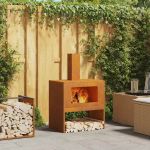 Cuptor de foc Maro 60 x 40 x 96 cm Oțel rezistent la intemperii GartenMobel Dekor