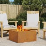 Cuptor de foc Maro 60 x 60 x 30 cm Oțel rezistent la intemperii GartenMobel Dekor