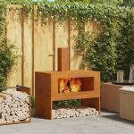 Cuptor de foc Maro 80 x 50 x 96 cm Oțel rezistent la intemperii GartenMobel Dekor