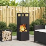 Cuptor de foc Negru 35 x 35 x 100 cm Oțel laminat la rece GartenMobel Dekor