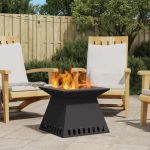 Cuptor de foc Negru 48 x 48 x 40 cm Oțel laminat la rece GartenMobel Dekor