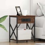 Cabinet de noptiere cu stație de încărcare 2 pcs Stejar brun GartenMobel Dekor