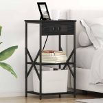 Dulap de noapte Stejar negru 41 x 31 x 76 cm Lemn compozit GartenMobel Dekor