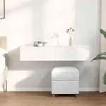 Raft de perete cu sertare, alb, 100x36x19 cm, lemn prelucrat GartenMobel Dekor