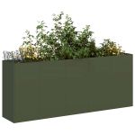 Jardinieră verde măsline 200x40x80 cm oțel laminat la rece GartenMobel Dekor