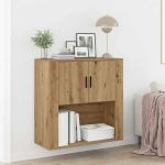 Dulap de perete stejar artizanal 80 x 33 x 80 cm Lemn compozit GartenMobel Dekor