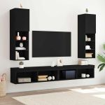 Cabinet TV 2 pcs Negru 30.5 x 30 x 102 cm Lemn compozit GartenMobel Dekor