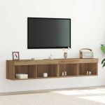 Cabinet TV 2 pcs Stejar Artizanal 80 x 30 x 30 cm Lemn compozit GartenMobel Dekor