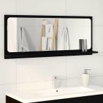 Raft cu oglindă Stejar negru 90 x 10.5 x 37 cm Lemn compozit GartenMobel Dekor