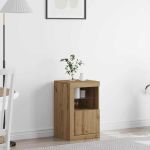 Dulap lateral stejar artizanal 41 x 37 x 67 cm Lemn compozit GartenMobel Dekor
