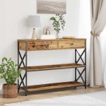 Masă Consolă Lemn vechi 100 x 28 x 75 cm Lemn compus și metal GartenMobel Dekor