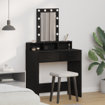 Masă de Machiaj cu sertar Negru 79 x 41 x 140 cm Lemn compozit GartenMobel Dekor