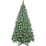 Brad Artificial Christmas New Verde cu Conuri Naturale si Varfuri Albe 180 cm
