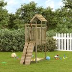 Căsuță de joacă cu perete de cățărat, lemn de pin impregnat GartenMobel Dekor