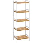 SONGMICS Etajera bambus 5 rafturi, pentru baie, bucatarie sau living, 45x32x142 cm, alb natur Household NewTrend