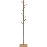 VASAGLE Cuier tip copac din lemn masiv, cu 8 carlige si baza patrata, 30x30x176 cm, bej natural Household NewTrend