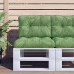 Perne de paleți, 2 buc., model cu frunze, textil GartenMobel Dekor