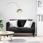 Canapea loveseat, negru, 111 cm, catifea GartenMobel Dekor