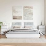 Noptiere, 2 buc., alb extralucios, 40x35x62,5 cm, lemn compozit GartenMobel Dekor