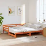 Pat zi cu extensie fără saltele, maro, 90x190 cm, lemn masiv GartenMobel Dekor