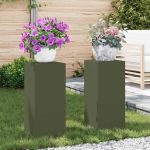 Suporturi pentru plante 2 pcs Olivengrønn 24 x 24 x 55 cm Oțel GartenMobel Dekor