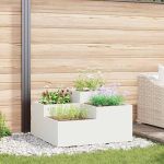 Vază pentru Grădină Alb 80 x 80 x 48 cm Oțel GartenMobel Dekor