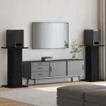 Suporturi pentru Difuzoare 2 pcs Stejar negru 30 x 30 x 60 cm GartenMobel Dekor