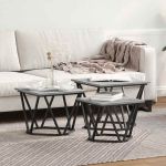 Masă de cafea 3 pcs sonoma gri 50 x 50 x 40 cm GartenMobel Dekor