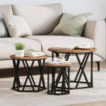 Masă laterală nesting 3 pcs Lemn vechi 53 x 53 x 40 cm GartenMobel Dekor