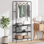 Suport pentru haine cu rafturi Stejar negru 77 x 30 x 171 cm GartenMobel Dekor