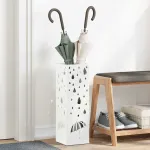 Suport pentru umbrele Alb 15.5 x 15.5 x 49 cm Oțel GartenMobel Dekor