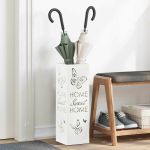 Suport pentru umbrele Alb 15.5 x 15.5 x 49 cm Oțel GartenMobel Dekor