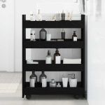 Trolley pentru Depozitare Îngust Stejar Negru 60 x 20 x 82 cm GartenMobel Dekor