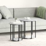 Set măsuțe laterale 2 pcs Gri sonoma și Negru 50 x 50 x 50.5 cm GartenMobel Dekor