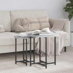 Set măsuțe laterale 2 pcs Gri sonoma și Negru 50 x 50 x 50 cm GartenMobel Dekor