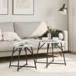 Set măsuțe laterale 2 pcs Gri sonoma și Negru 50 x 50 x 50 cm GartenMobel Dekor