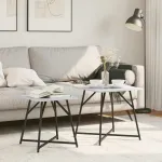 Set măsuțe laterale 2 pcs Gri sonoma și Negru 50 x 50 x 50 cm GartenMobel Dekor