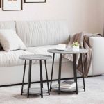 Set măsuțe laterale 2 pcs Gri sonoma și Negru 50 x 50 x 51 cm GartenMobel Dekor