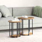Set măsuțe laterale 2 pcs Lemn vechi și Negru 50 x 50 x 50.5 cm GartenMobel Dekor