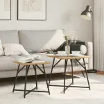 Set măsuțe laterale 2 pcs Stejar Artisan și Negru GartenMobel Dekor