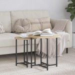 Set măsuțe laterale 2 pcs Stejar Sonoma și Negru GartenMobel Dekor